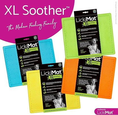 LickiMat X Large Breed Soother Dog Lick Mat, Dog Calmer, Slow Feeder, Anxiety Reliever Alternative to Puzzle Toys, Slow Feeding Bowls. Use Peanut Butter, Wet, Raw, Mixed Food, Healthy Treats - Orange