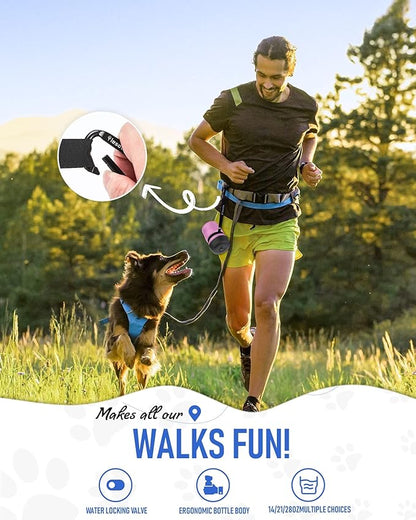 lesotc Dog Water Bottle, Portable Pet Dispenser with Water Bowl, Leak Proof Pet Travel Squeeze Bottle, Puppy Essentials Dog Stuff Accessories for Outdoor Walking, Hiking, Camping