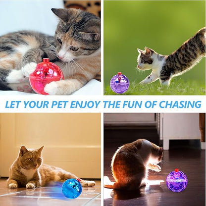 Jecery 9 Pcs Light Up Cat Balls Ghost Hunting LED Motion Activated Cat Toy Interactive Lighted Ball Pet Glowing Mini Running Exercise Toys for Kitten Dog Pet Animals Activity(Multicolor)