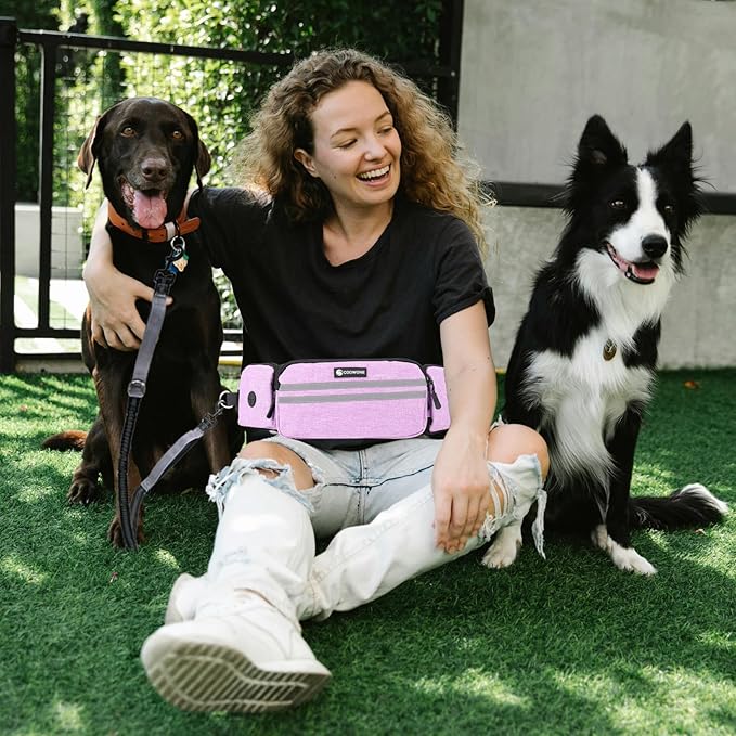 Hands Free Dog Leash With Walking Fanny Pack for Large Medium Small Dogs, Heavy Duty Durable Reflective Waist Bungee Leash for Training, Night Walking, Running, Jogging, Hiking