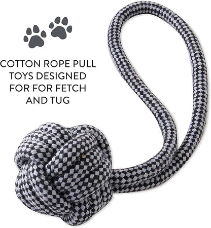 HonestBaby 3-Pack Rope Pull Toys Durable Organic Cotton for Pets, Black/Gray, One Size