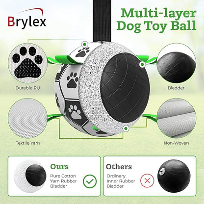 Dog Toys (8 Inch) Large World Cup Soccer Ball with Straps, Iterative Dog Toys for Tug of War, Yard Game, Dog Water Toy, Puppy Birthday Gifts, Durable Indoor & Outdoor Dog Balls for Small & Medium Dogs