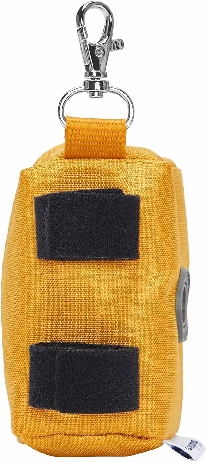 Blueberry Style Amber Dog Waste Bag Dispenser, Solid Color Trash Bag Dispenser with 2 Auto Locking Zipper, Dog Poop Bag Holder Leash Attachment, Includes 1 Roll of Free Poop Bags