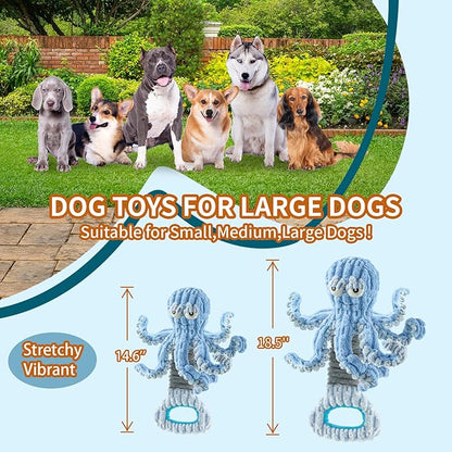 Squeaky Dog Toys, Octopus Dog Toy Interactive Tug of War Puppy Toy to Keep Them Busy(Blue)
