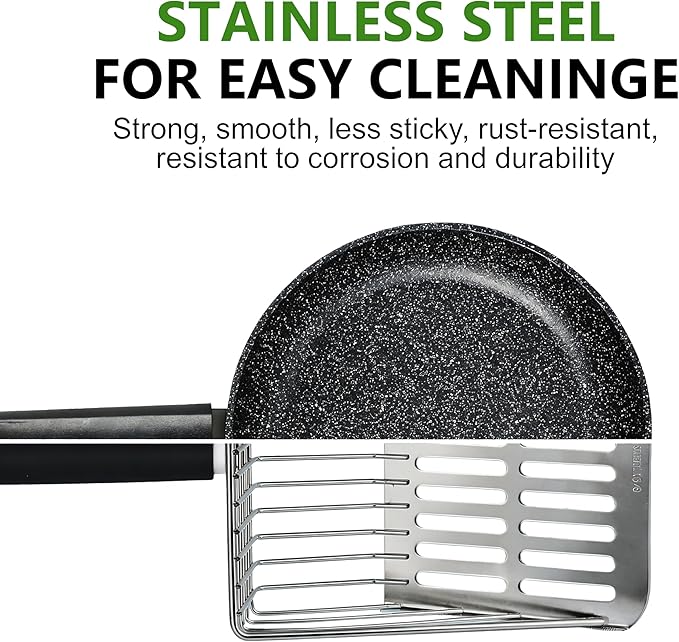 [2026 Version]Efficient Metal Cat Litter Scoop- Stainless Steel Cat Litter Scooper with Holder, Heavy Duty Litter Sifter, Pooper Scooper Kitty Litter Box Scooper-Cat Scooper for Litter Box Cleaning