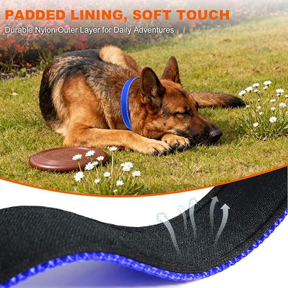 Taglory Reflective Dog Collar with Safety Locking Buckle, Soft Neoprene Padded Dog Collar for Extra Large Dogs, Metal D-Ring, Adjustable Nylon Neck Strap for Walking, Training & Running, NavyBlue, XL
