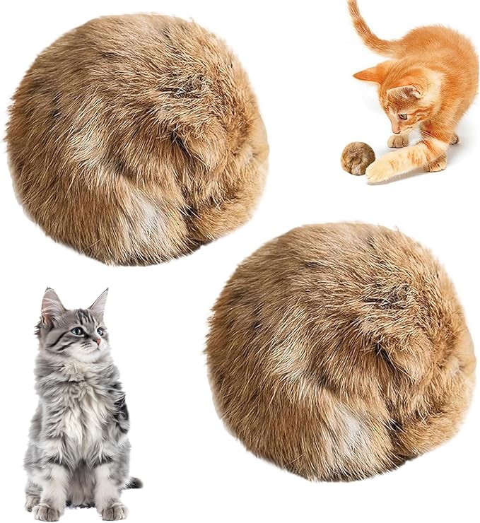 Rabbit Fur Ball Cat Toy, Soft Fluffy Cat Toy Ball, Soft Plush Cat Toy Balls for Bunny Kicks & Chase Games, for Indoor Fun to Chase