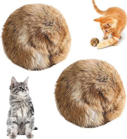 Rabbit Fur Ball Cat Toy, Soft Fluffy Cat Toy Ball, Soft Plush Cat Toy Balls for Bunny Kicks & Chase Games, for Indoor Fun to Chase