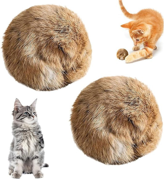 Rabbit Fur Ball Cat Toy, Soft Fluffy Cat Toy Ball, Soft Plush Cat Toy Balls for Bunny Kicks & Chase Games, for Indoor Fun to Chase
