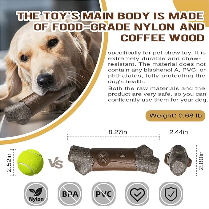 Large Size Indestructible Squeaky Dog Chew Toy for Medium/Large Aggressive Chewers Breed Dogs Durable Squeak Bone Teething Crate Toys Indoor/Outdoor