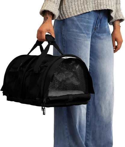 SturdiBag Pro 3.0 Pet Travel Carrier for Cats and Dogs – Soft-Sided with Safety Clips and Seatbelt Straps for Airplane or Car Travel | Small, Black