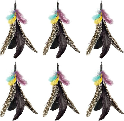 Handmade Natural Feather Cat Toy Dah Bird Refills - Interactive Cat and Kitten Toy - 6 Pack