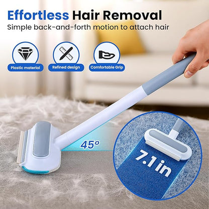 2 Pack Pet Hair Removal Tool, 2026 New 4 in 1 Dog Cat Hair Remover for Furniture, Reusable Pet Hairs Remover Brush with Extendable Handle, Multifunctional Fur Cleaner for Couch Carpets Bedding Clothes