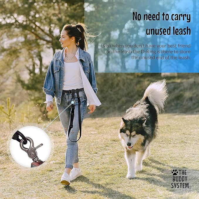 The Buddy System Hands Free Dog Leash and The Double Buddy Pet Leash, Bundle Adjustable Dog Leash for Walking, Running, Training, Exercise with Your Dog-Made in The USA