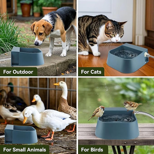 Outdoor Water Bowl for Dogs– 2L Automatic Dog Water Dispenser with 59" Hose and Float Valve, Ideal for All Kinds of Animals (Fits 3/4" GHT Faucet)