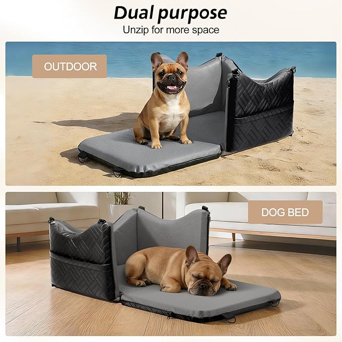 JOEJOY Dog Car Seats for Small Medium Dogs Under 35lbs, Waterproof PU Leather Dog Booster Seat with Detachable Cover, Thickened Memory Foam Pet Car Seat with Safety Belt and Storage Pockets
