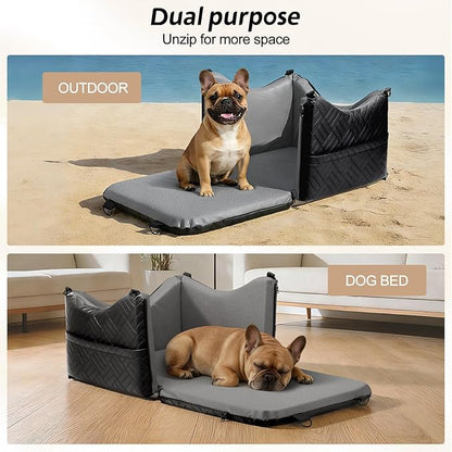 JOEJOY Dog Car Seats for Small Medium Dogs Under 35lbs, Waterproof PU Leather Dog Booster Seat with Detachable Cover, Thickened Memory Foam Pet Car Seat with Safety Belt and Storage Pockets