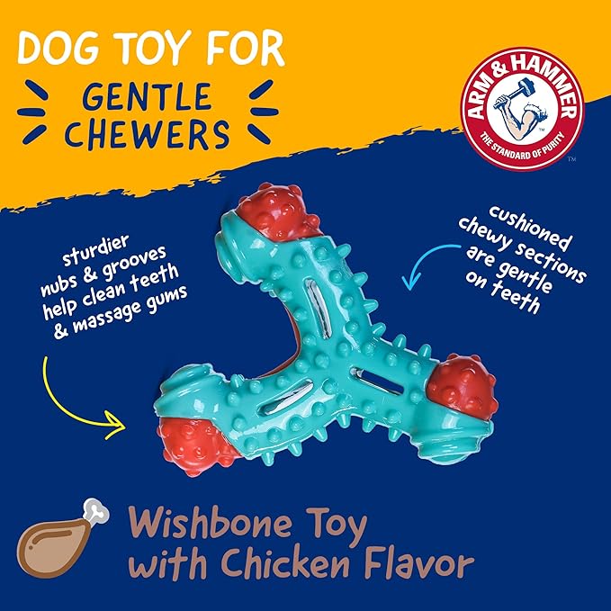 ARM & HAMMER for Pets Nubbies Wishbone Dog Dental Toy| Best Dog Chew Toy for Moderate Chewers | Dog Dental Toy Helps Reduce Plaque & Tartar | Chicken Flavor Baking Soda (Pack of 24)