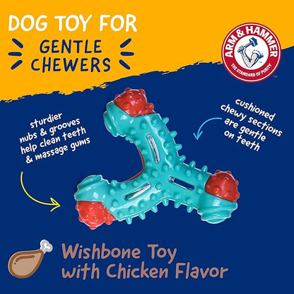 ARM & HAMMER for Pets Nubbies Wishbone Dog Dental Toy| Best Dog Chew Toy for Moderate Chewers | Dog Dental Toy Helps Reduce Plaque & Tartar | Chicken Flavor Baking Soda (Pack of 24)