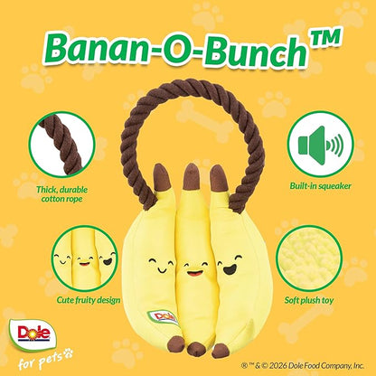 Dole for Pets® Dog Rope Toy with Squeakers, Banana Tug of War Dog Toy, Tough Cotton Rope Toys for Dogs, Aggressive Chew Toys for Medium Dogs
