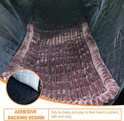 2-in-1 Dog Car Seat Cover & Dog Car Pet Bed Mat for Back Seat, Waterproof Pet Hammock with Soft Plush Cushion, Nonslip Backseat Protector for Dogs, Fits Cars SUVs Trucks