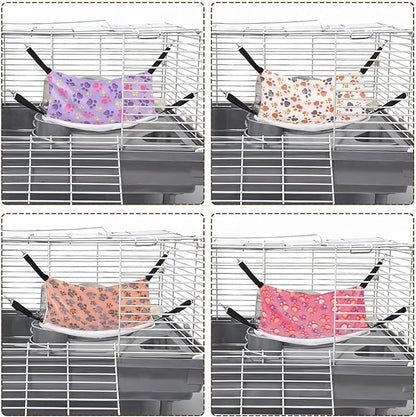 4 Pcs Cat Hammock for Cage Hanging Soft Pet Hammock Bed with Adjustable Straps and Metal Hooks Double Sided Hanging Bed for Large & Small Cats Ferret Puppy Rabbits