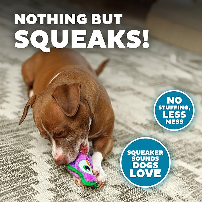 Outward Hound Durablez Minis – Squeaky Plush Dog Toy,No Stuffing for Less Mess,Interactive & Tough,Jumbo Squeaker,Puppies & Small Dogs,Owl,5.8",(Pack of 2)