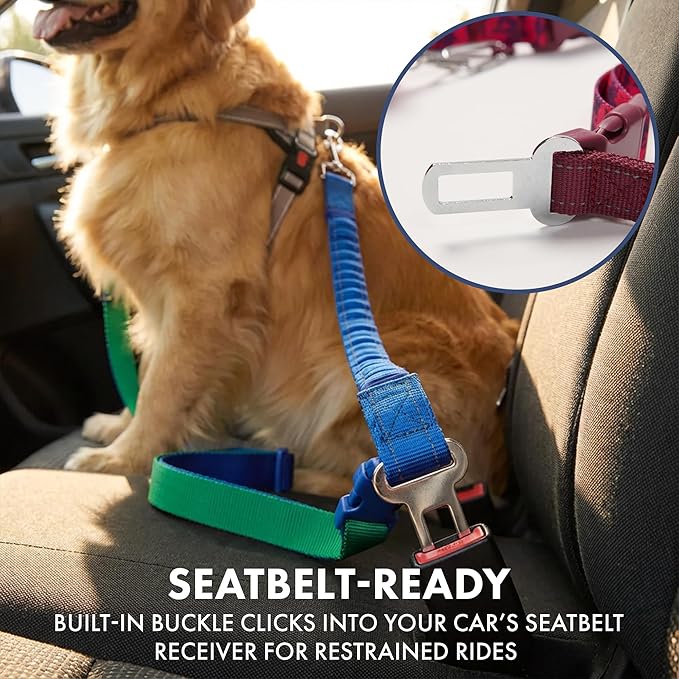 Spark Paws Handsfree Dog Leash – Shock Absorbing Waist Bungee Lead for Running, Car Seatbelt Clip & Poop Bag Set, Heavy Duty Tactical Lead for Medium, Large & X-Large Breeds - Fuchsia Camo