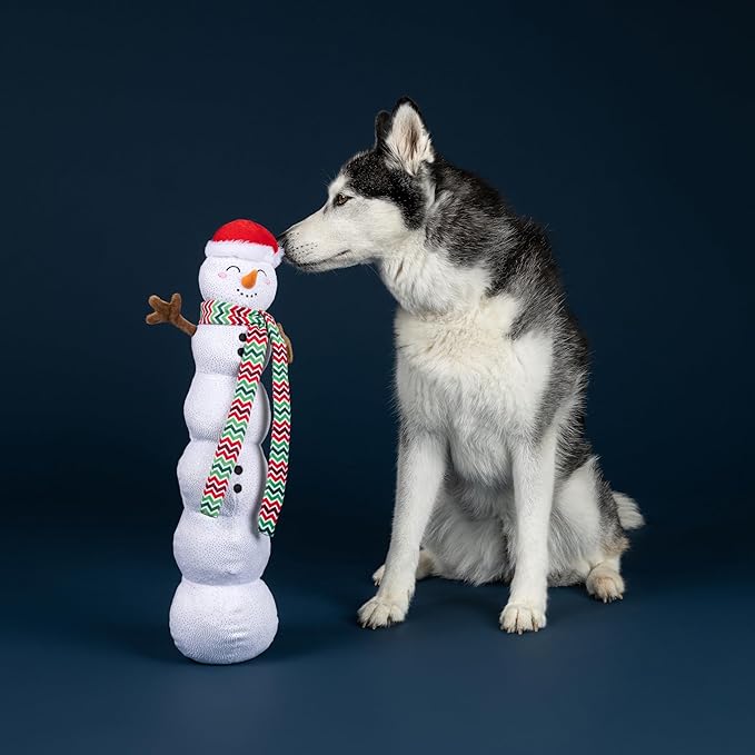 Fringe Studio Pet Toy, Snowball Party Large Snowman Plush Dog Toy 22" H, PetShop Collection (728030)