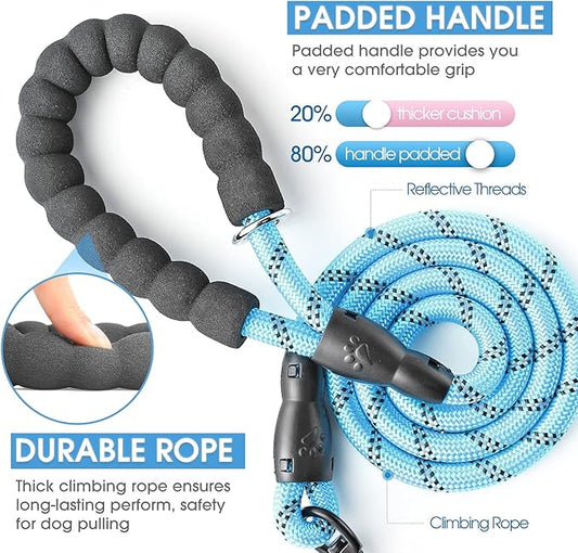 BAAPET 2/4/5/6 FT Dog Leash with Comfortable Padded Handle and Highly Reflective Threads for Small Medium and Large Dogs (4FT-1/2'', Blue)