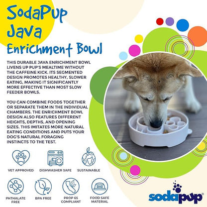 SodaPup Java Enrichment Bowl – Durable Enrichment Feeder Made in USA from Non-Toxic, Pet-Safe, Food Safe Material for Mental Stimulation, Slowing Down Eating, Healthy Digestion, & More