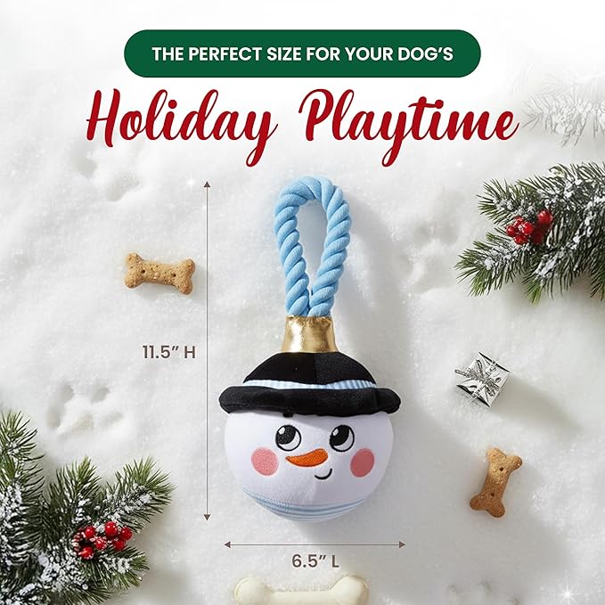 Bow Wow Pet Snowman Ornament Rope Dog Tug Toy
