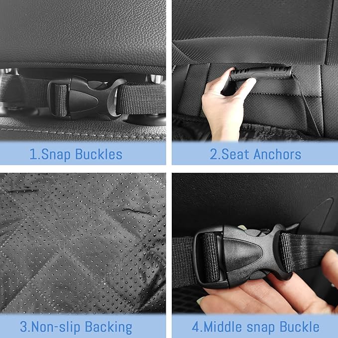 Front Seat Cover, Full Protection Dog Car Seat Cover with Side Flaps, Universal Captain Chair Seat Cover for Cars Trucks SUVs, Scratch-Proof, Nonslip, Easy to Install & Clean, Black