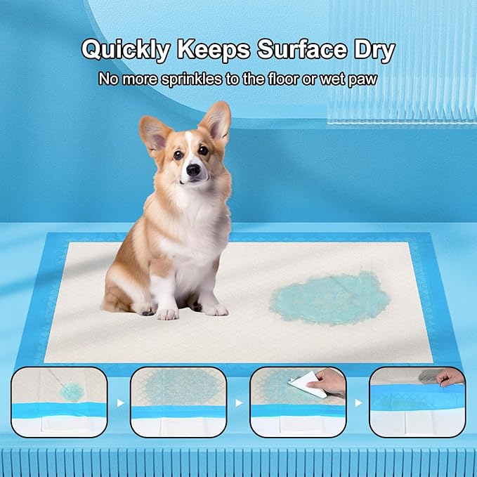 Gardner Pet Ultra Absorbent Thicker Dog Pee Pads Extra Large XL 27.6"x33.5" Leak-Proof Odor-Control Blue Puppy Training Pads Full Edge-Wrapping Pad for Dogs, Puppies, Doggie, Cats, Rabbits - 18 Ct