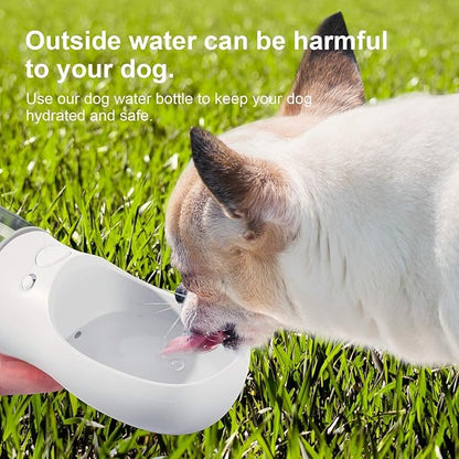 DEYACE Dog Water Bottle, Leak Proof Portable Pet Water Bottles for Dogs, Puppy Water Dispenser with Drinking Feeder for Travel (Milk White 12oz)