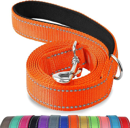 Joytale Dog Leash, 6 FT Double-Sided Reflective, Padded Handle Nylon Heavy Duty Leashes for Medium & Large Dogs Walking, Orange