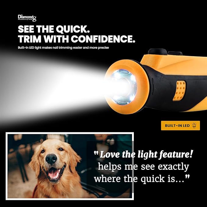 Diamondg Cordless Dog Nail Grinder with Quiet Sound & LED Tip for Large & Small Dogs, 4hrs. Runtime - Electric Dog Nail Trimmer, Heavy Duty Rotary Tool Alternative to Toenail Clippers & Filers