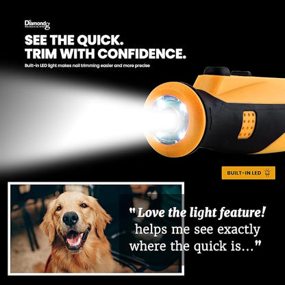 Diamondg Cordless Dog Nail Grinder with Quiet Sound & LED Tip for Large & Small Dogs, 4hrs. Runtime - Electric Dog Nail Trimmer, Heavy Duty Rotary Tool Alternative to Toenail Clippers & Filers