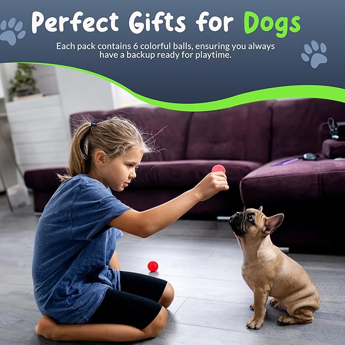 SuperFetch Dog Balls 1.5 Inch - Squeaky Dog Toys for Small Dogs and Puppies - Rubber Balls for Fetch, Training, Teething, Boredom and Solo Play - 12 Pack