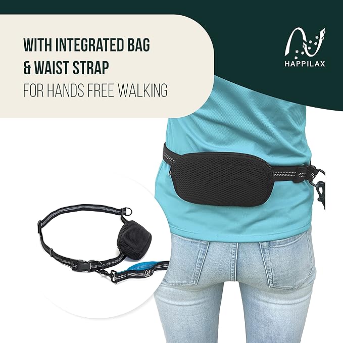 Happilax Jogging Leash for Dogs, Elastic and Reflective Nylon Dog Leash for Jogging with Belly Strap, for Medium Dogs 100-160 cm
