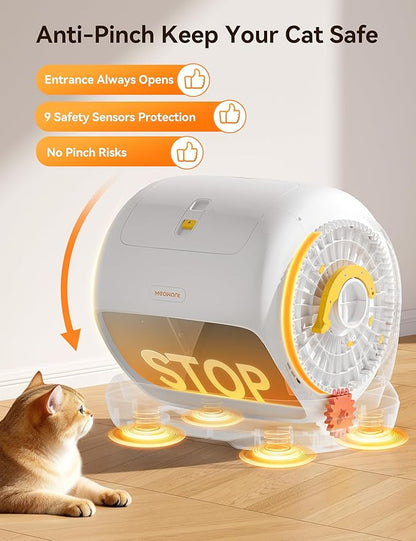MeoWant Self-Cleaning Cat Litter Box, 106L Extra-Large Space Low Entrance Automatic Cat Litter Box Perfect for Multiple Cats, Safety Sensor, Anti-Pinch, APP Control, Odor Free with Mat & Liner