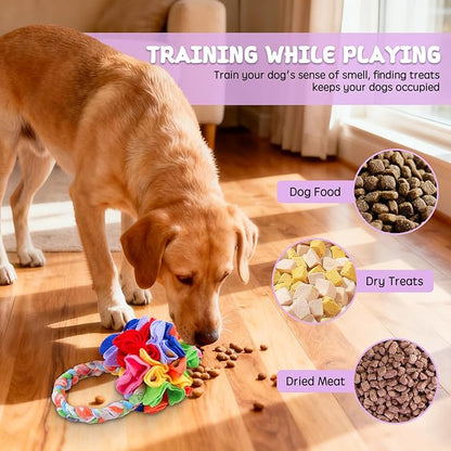Snuffle Ball with Handle, Tug of War Rope Toys for Small Medium Dogs, Interactive Dog Toys Puppy Training Pull Toy for Exercise & Interactive Play Games (Multicolor)