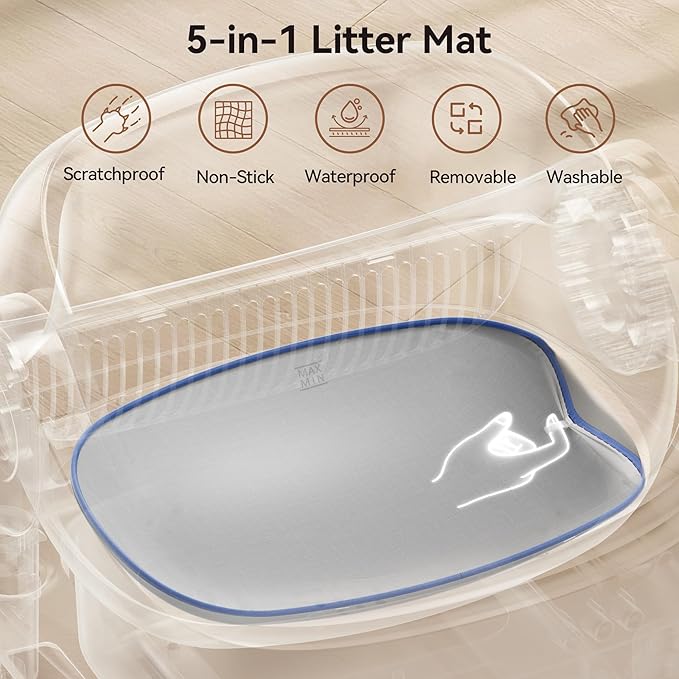 Thereye Self Cleaning Litter Box, Open-Top Automatic Litter Box with Smart App and Safety Sensors, Large Auto Litter Box for Multiple Cats, 10L Waste Bin with Odor Control, Includes Trash Bag, Pink