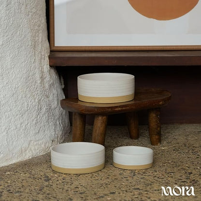 Mora Ceramic Pet Bowl Size Medium - Food/Water Dish for Large Puppies, Cats, Retrievers, Medium Sized Dogs, ect. 28oz or 4 Cups - Basic Bowls for Your Dog or Cat, Mix and Match for a Set - Oat