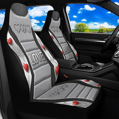 Love Heart Automobile Seat Cover Universal Seat Covers for Front Seat Waterproof Elastic Polyester Car Seat Covers Suitable for Cars, SUV and Trucks