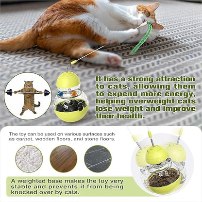 TLKNG Cat Toy for Indoor Cats Wobble Treat Dispenser Ball Kitten Food Dispenser & Puzzle Feeder Balls & Enrichment Toys & Mental Stimulation Interactive Brain Game