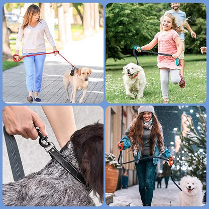 PuppyDoggy Dog Leash for Large Medium Dogs - 6 ft Reflective Stitching With 2 Traffic Padded Handles, Lead Rope for Running Walking Training (Blue 1 Pack)