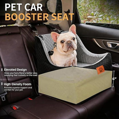 Dog Car Seat for Medium Dogs Up to 35lbs, Pet Booster Seat with 2 Safety Belts, Detachable Washable, Non-Slip Stable Base, Portable Puppy Car Seat for Travel & Outdoor Daily Use