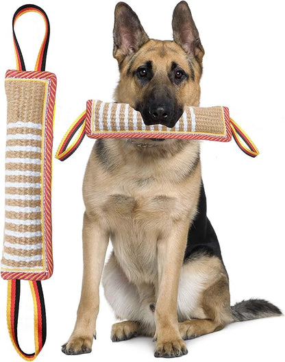 Clysoru Dog Tug Toy Tough Jute Bite Pillow Lasting Training Equipment Puppy to Large Dogs Interactive for Large and Small