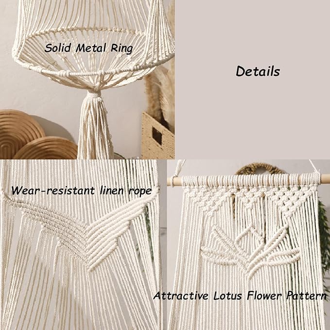 Macrame Cat Hammock-Boho Cat Bed Cotton Wall Hanging for Indoor Outdoor Home Decor, Macrame Cat Bed Hanging for Sleeping, Playing, Climbing and Lounging 49.2" Lx15.74 W